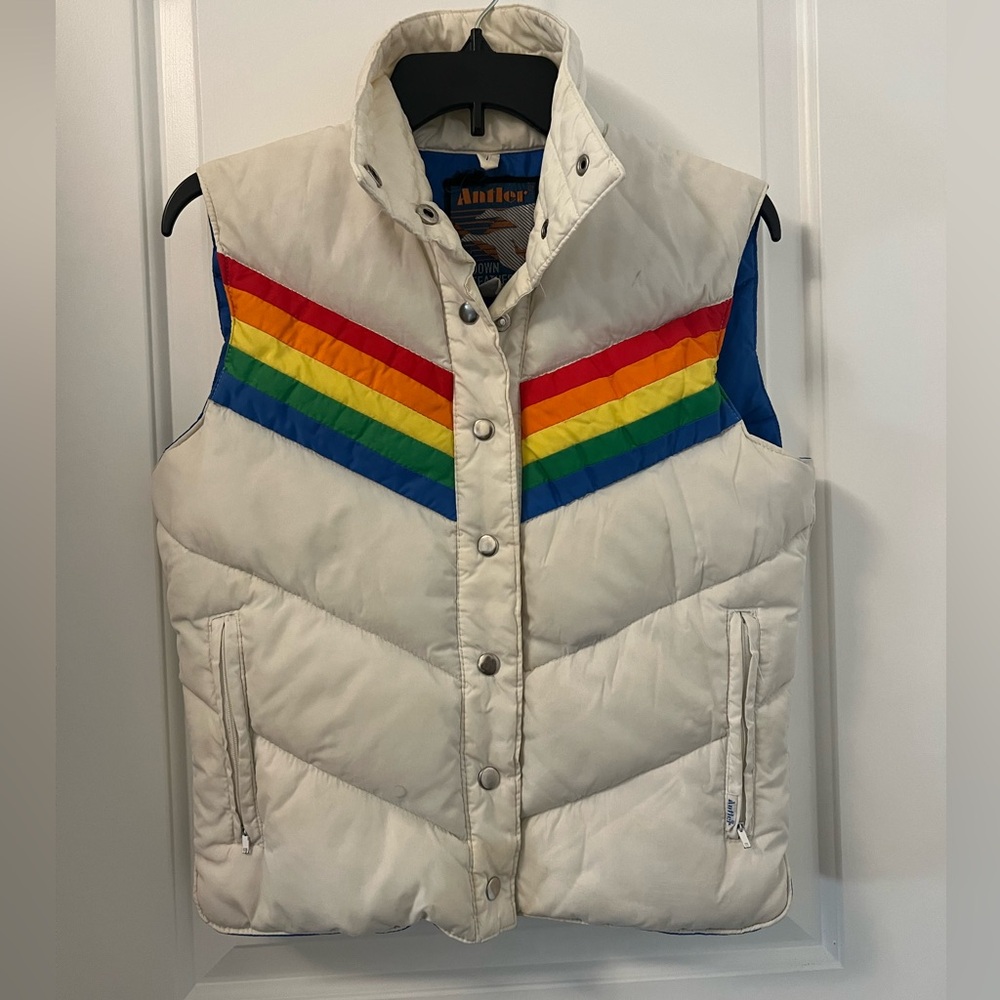 Vintage rainbow down feather vest